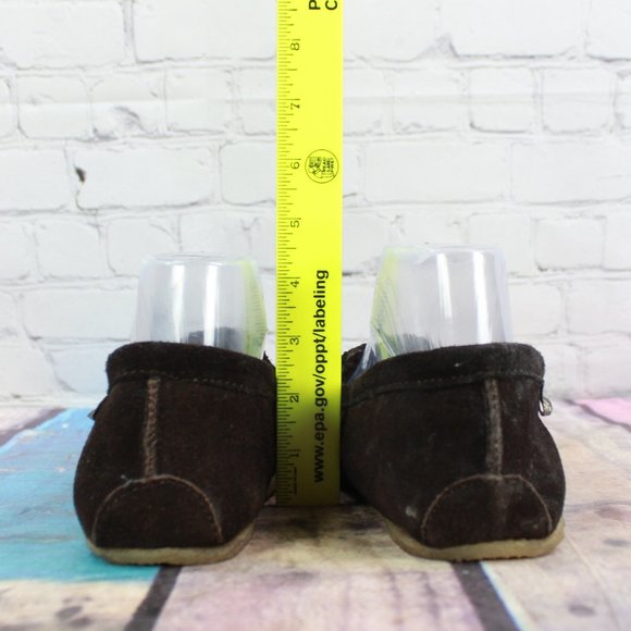Bearpaw Brown Suede Shearling Lined Moccasin Slip On Slippers Size 10 - Picture 4 of 9